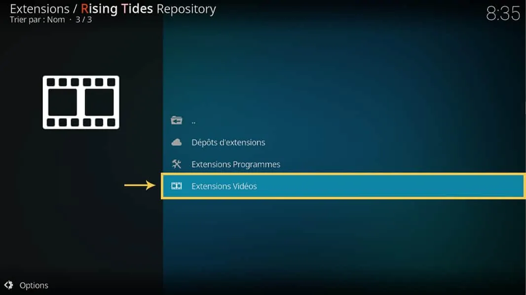 La page des extensions vidéos du Repo Rising Tides