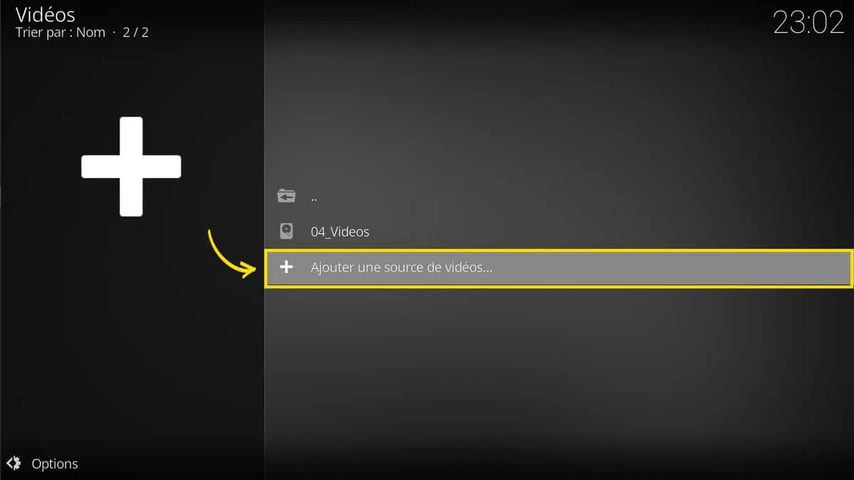 Dans l'onglet Vidéos, l'interface pour ajouter des bibliothèques vidéos personnalisées