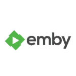 Le logo du programme Emby, une autre référence parmi les applications de streaming et de gestion de fichiers multimédias