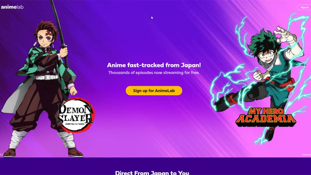 Le site AnimeLab, une des alternative pour streamer des anime