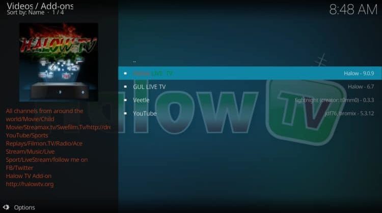 Como instalar o addon Halow Live TV no Kodi