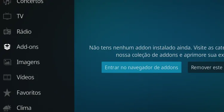 Interface para instalar o add-on Brasil Full no Kodi