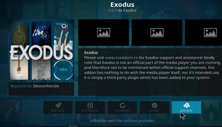 Instalar o Addon Exodus no Kodi - passo 12