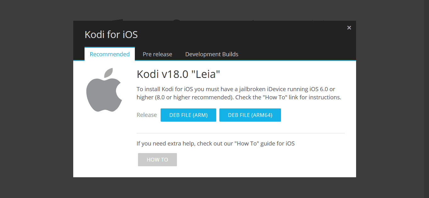 Download Kodi 18 Leia para ios