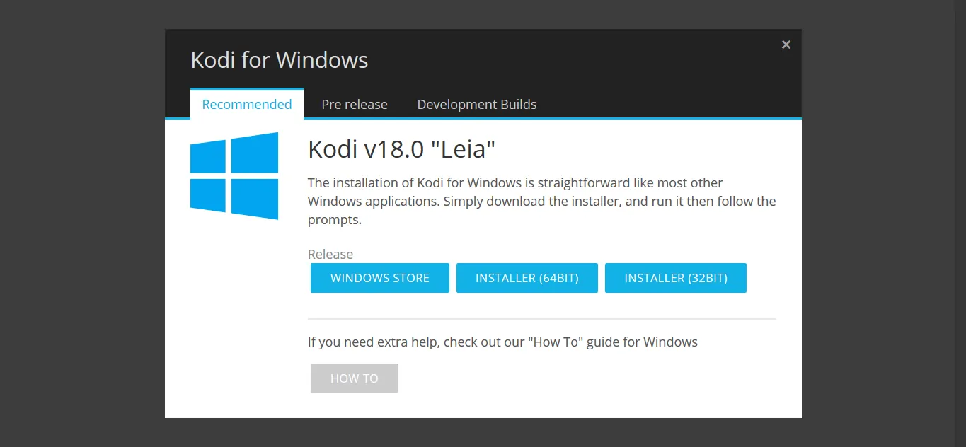Download do Kodi 18 Leia para windows