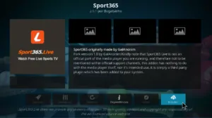 Faça instalar, para Instalar o Sport365 Live Kodi Addon