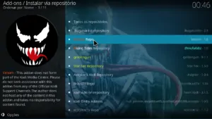 Para Instalar Venom Kodi Addon a partir do repositório, selecione Venom