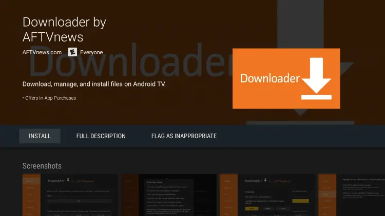 Clique no logótipo Downloader para fazer o download do aplicativo para a sua Android TV Box