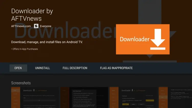 Abra a app Downloader na sua Android TV Box