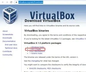 Escolha esta opção para baixar o Oracle VM VirtualBox para seu Mac.