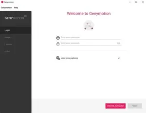 Faça login no aplicativo GenyMotion com a conta que utilizou para fazer o download no site.