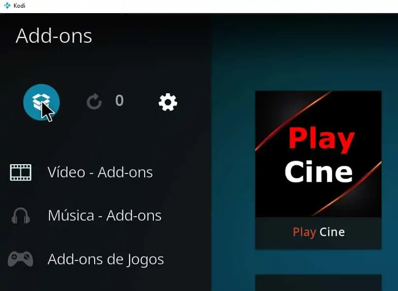 gestor de ficheiros - como instalar addon Play Cine no Kodi