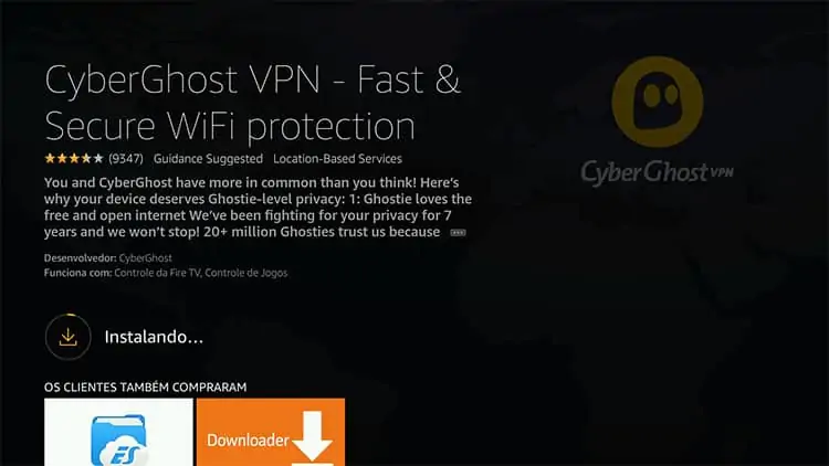 Download and install cyberghost on Firestick 