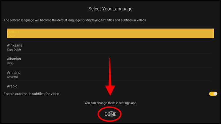 Selecionar a língua no AstonCine App