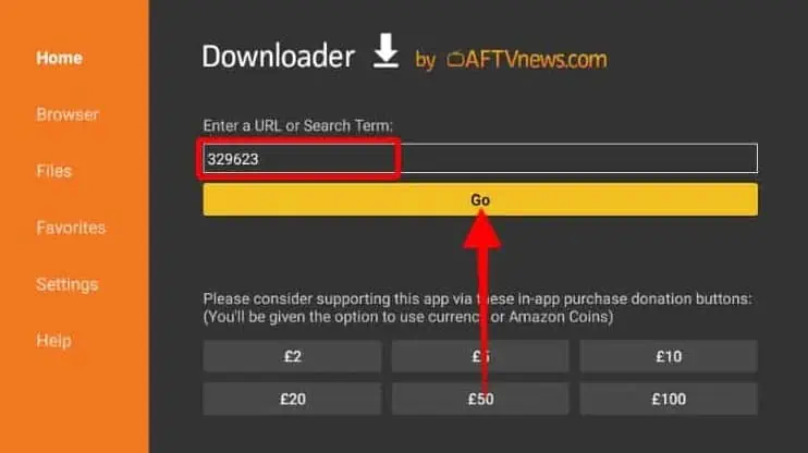 código para download do YouCine APK no Fire TV Stick ou Android TV via Downloader App