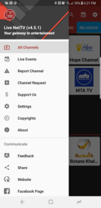 Live NetTV Nav Screenshot