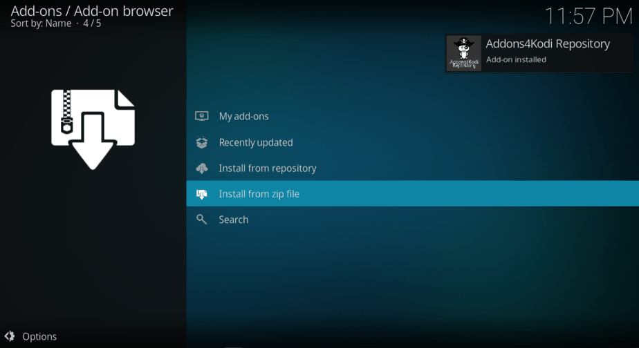 Wait for Repository successfully installed message on Kodi