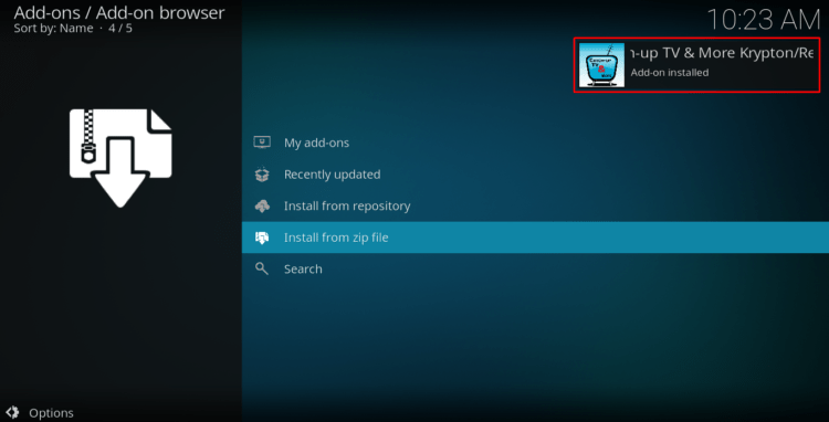 Wait for the successful message for catch TV to popup on Kodi 
