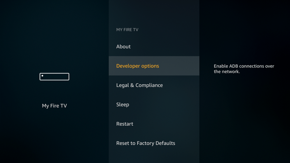 Go to Developer options on Firestick or Fire TV