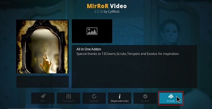 Hit Install button to install MirRoR Video Addon on your Kodi
