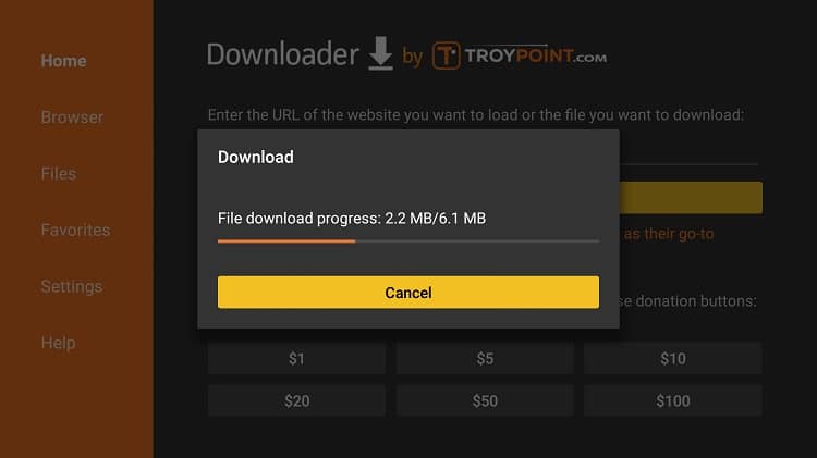 The Downloader APK will download before you can Install Smart IPTV on your Firestick