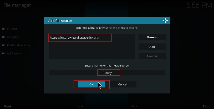 Add a file source, by entering the url repo containing the Limitless Addon to install, on Kodi