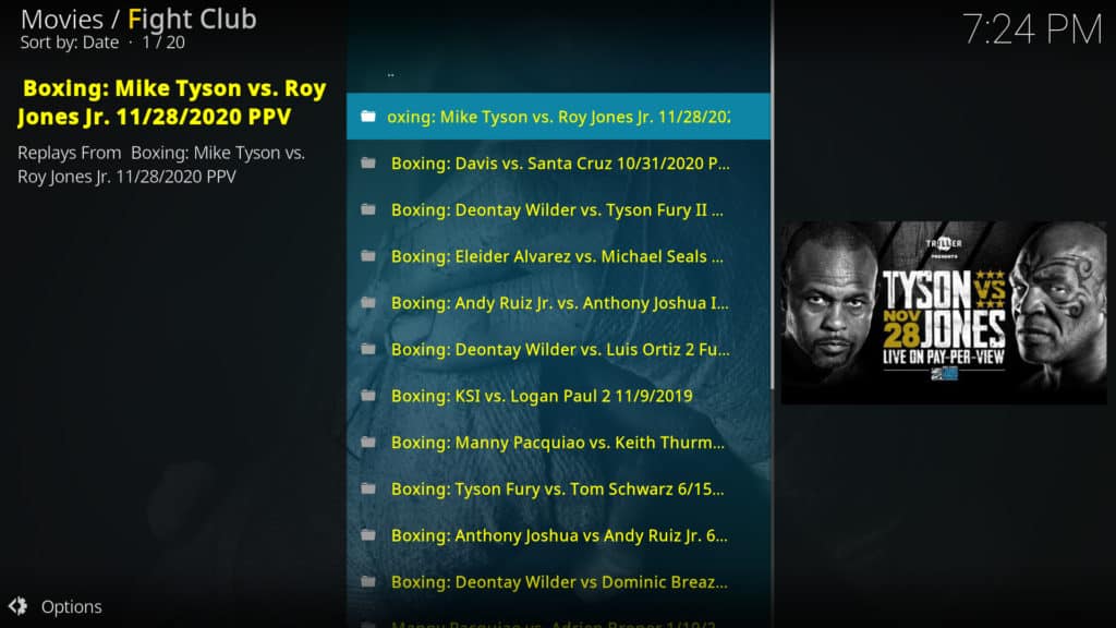 Mike Tyson vs Jones Jr  event link on Fight Club