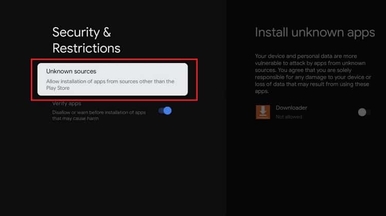 To Install Mobdro on Chromecast, enable Unknown sources