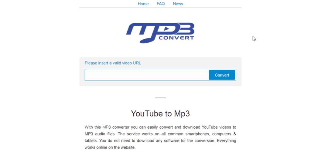 A website that offers video conversion to MP3 format