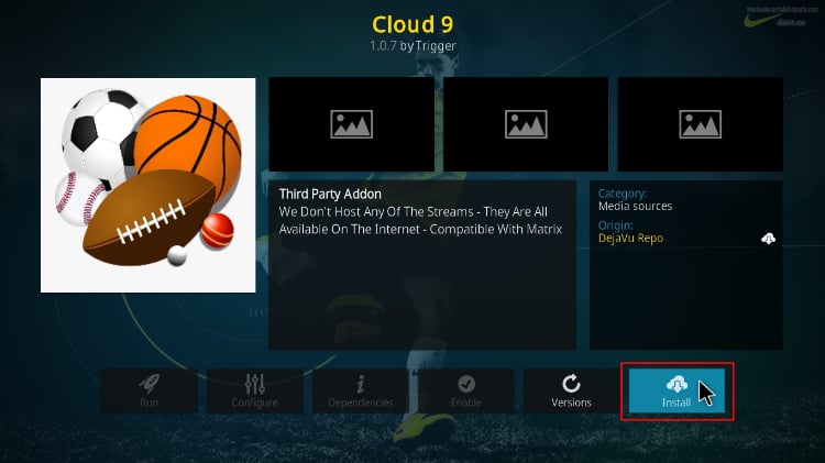 install Cloud 9 Kodi Addon