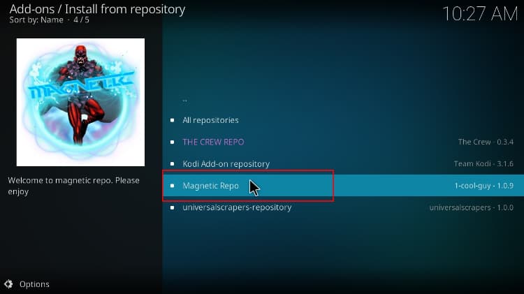 Select Magnetic Repo which contains the Mad Titan Kodi Addon to install