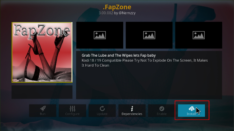Click install .FapZone Kodi Addon