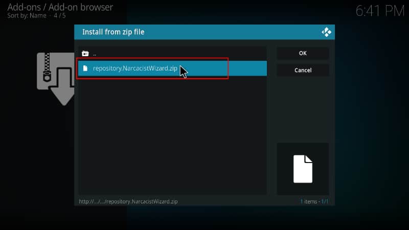 Select the repository zip file of the repository containing the KodiVerse Addon to Install on Kodi