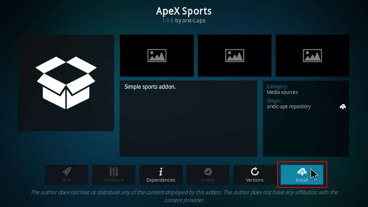 Apex Sports Kodi addon: Install