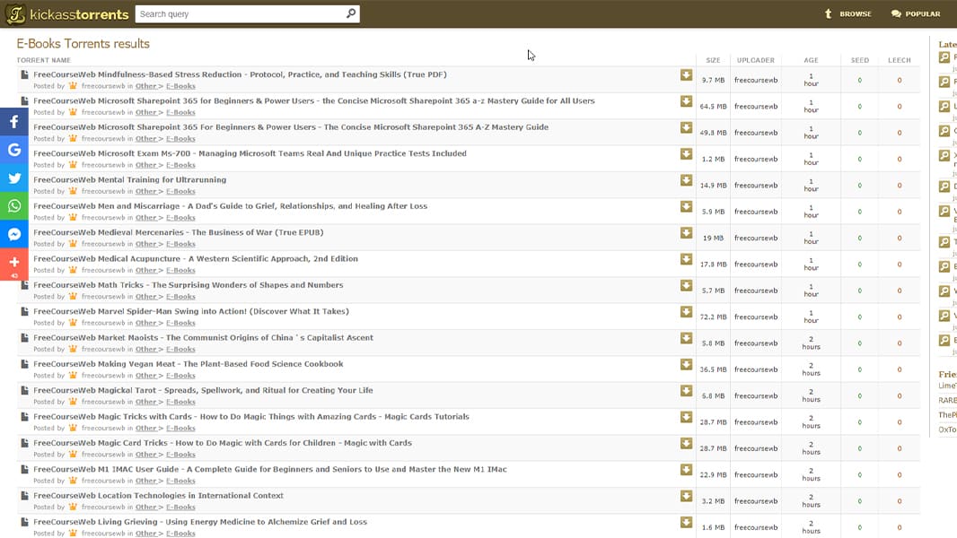 KickAssTorrents is an all-in-one torrent tracker, but it has a huge collection of ebooks and audiobooks