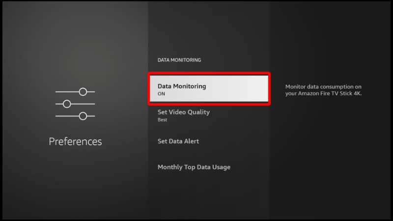 Data Monitoring options Firestick