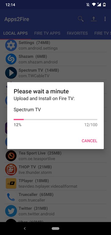 Uploading spectrum TV Apps2Fire
