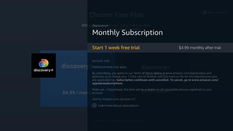Creating a free trial account on Firestick