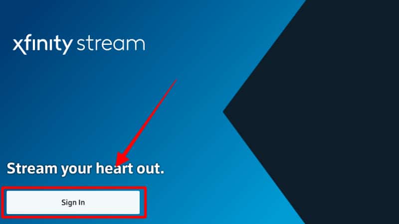 Sign In option Xfinity Stream