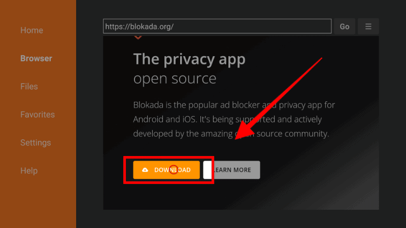Blokada Download option